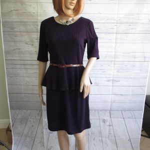 NWT - CONNECTED purple peplum belted dress- sz 10P